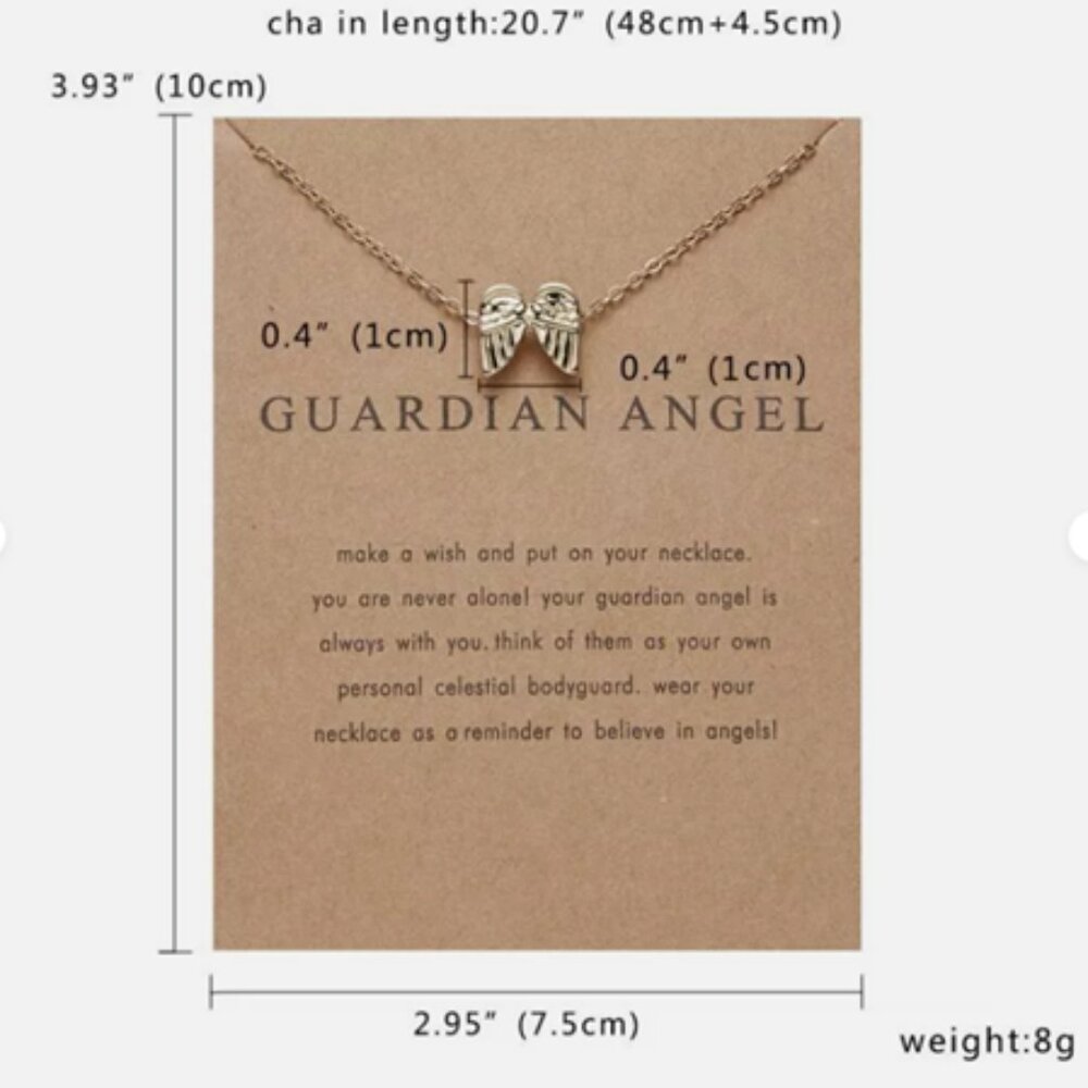 NEW “Guardian Angel” Gold Wings Pendant Necklace w/ Quote/Card - Great Gift! - Picture 2 of 2